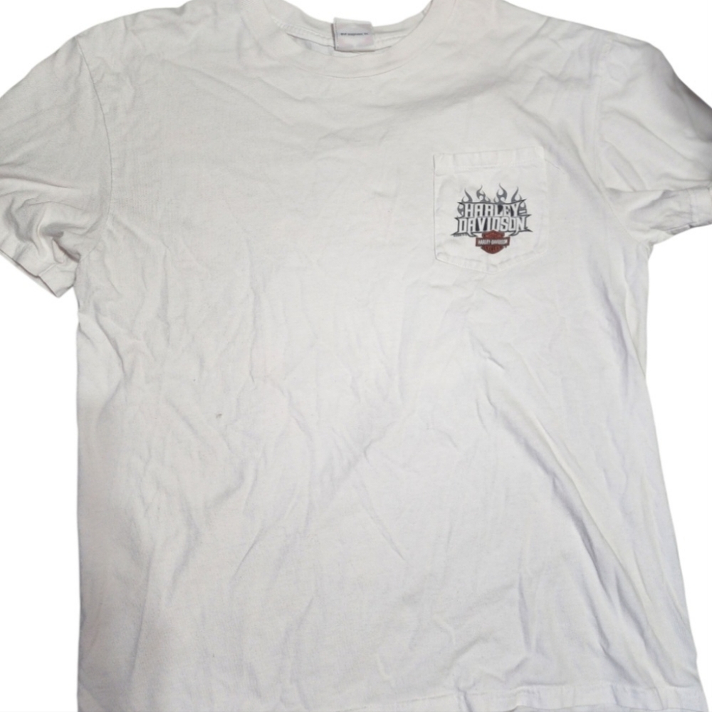 Harley Davidson Mens Tshirt White 2X Mobile Bay Biker Motorcycle Casual Rocker